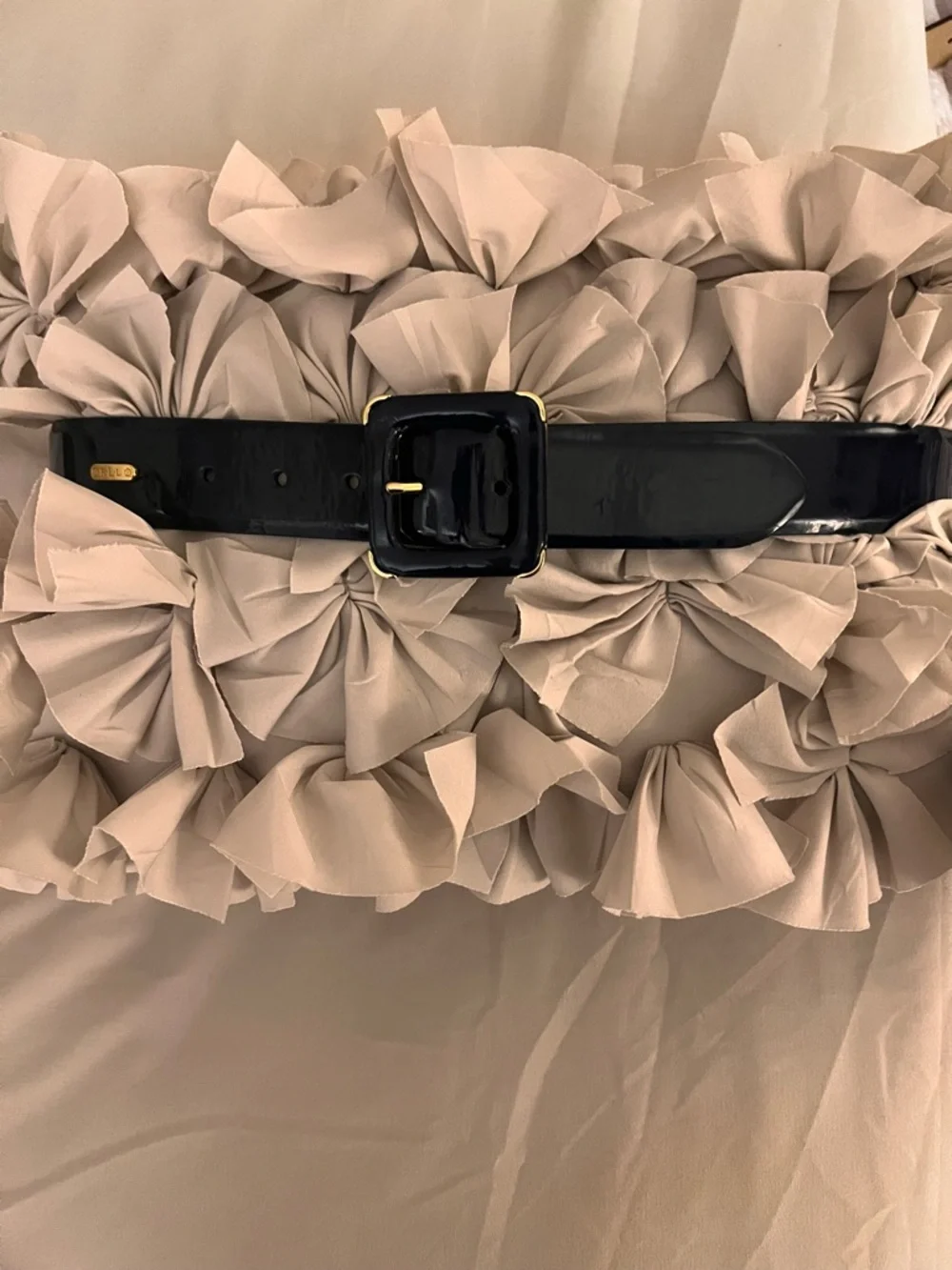 Ralph Lauren Black Patent Wide Waist Belt with Gold-Tone Accents - Picture 1 of 6